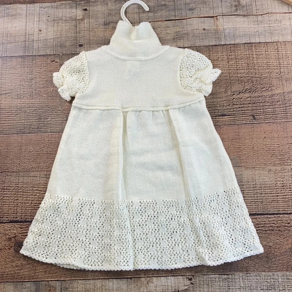 Toddle Time Cream Knit‎ Sweater Dress Girls 2 Short Sleeve 26.5 to 28 pounds